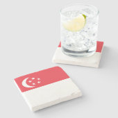Dessous-de-verre En Pierre Drapeau de Singapour (Côté)