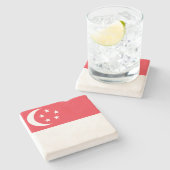 Dessous-de-verre En Pierre Drapeau de Singapour (Côté)