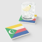 Dessous-de-verre En Pierre Drapeau des Comores (Côté)