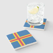 Dessous-de-verre En Pierre Drapeau des îles Åland patriotiques (Côté)