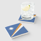 Dessous-de-verre En Pierre Drapeau des Îles Marshall (Côté)