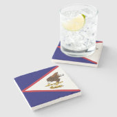 Dessous-de-verre En Pierre Drapeau des Samoa américaines patriotiques (Côté)