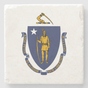 Dessous-de-verre En Pierre Drapeau d'État du Massachusetts