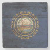 Dessous-de-verre En Pierre Drapeau d'état du New Hampshire sur le vieux grain (Devant)