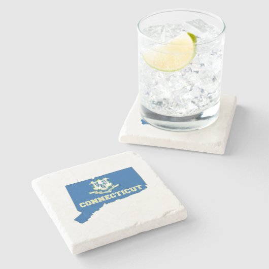 Dessous-de-verre En Pierre Drapeau d'état en forme de Connecticut - Accueil (Côté)