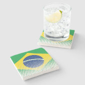 Dessous-de-verre En Pierre Drapeau Du Brésil Avec Effet Halftone (Côté)