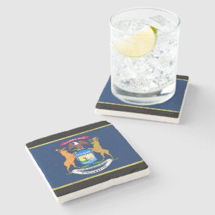 Dessous-de-verre En Pierre Drapeau du Michigan