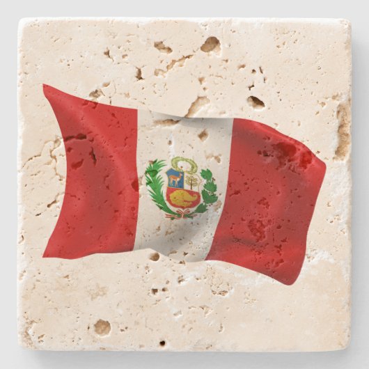 Dessous-de-verre En Pierre  Drapeau du Pérou (Devant)