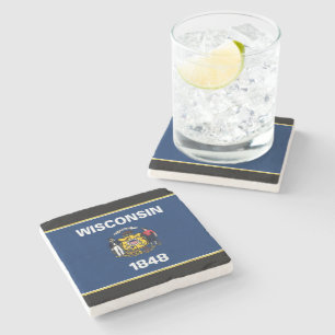 Dessous-de-verre En Pierre Drapeau du Wisconsin