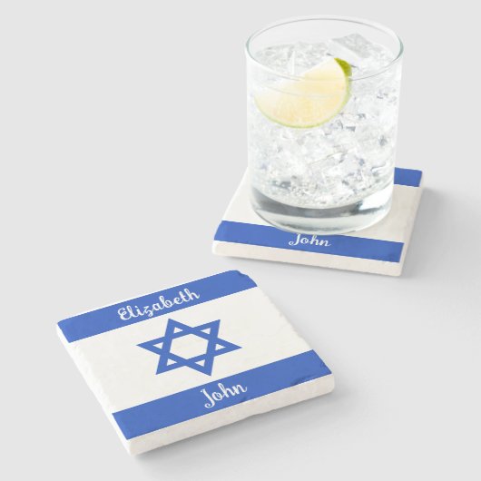 Dessous-de-verre En Pierre Drapeau israélien personnalisé (Côté)