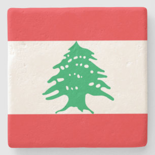 Dessous-de-verre En Pierre Drapeau Libanais (Drapeau du Liban)
