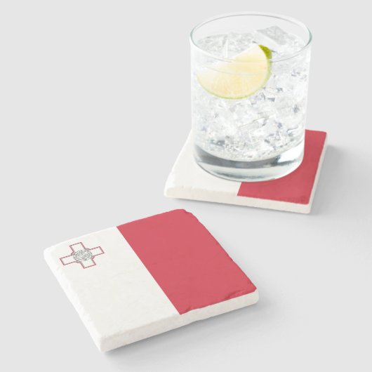Dessous-de-verre En Pierre Drapeau Malte (Côté)