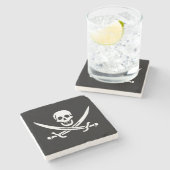 Dessous-de-verre En Pierre Drapeau Pirate Jolly Roger (Côté)