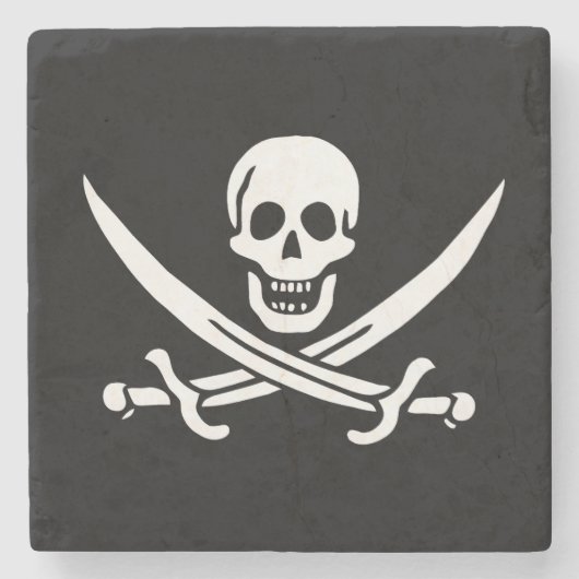 Dessous-de-verre En Pierre Drapeau Pirate Jolly Roger (Devant)