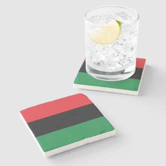 Dessous-de-verre En Pierre Drapeau rouge, noir et vert (Côté)