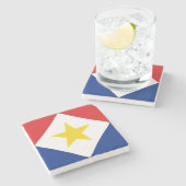 Dessous-de-verre En Pierre Drapeau Saba (Côté)