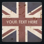 Dessous-de-verre En Pierre Drapeau vintage britannique Union Jack travertin p<br><div class="desc">Drapeau vintage britannique Union Jack traverstine personnalisé Dessous de verre de pierre. Dessous de verre en pierre épaisse en marbre,  calcaire,  travertin ou grès. Ajoutez votre propre texte personnalisé. Drapeau du Royaume-Uni,  Grande-Bretagne,  Angleterre. Décor élégant bar / table pour la maison ou le pub.</div>