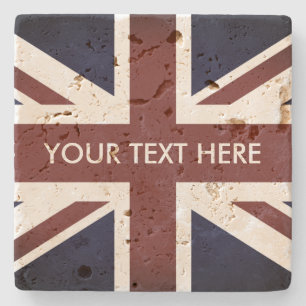 Dessous-de-verre En Pierre Drapeau vintage britannique Union Jack travertin p