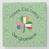 Dessous-de-verre En Pierre Drapeaux irlandais Shamrock Votre nom (Devant)