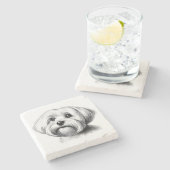 Dessous-de-verre En Pierre Drawing maltese (Côté)