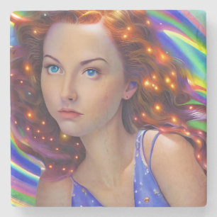 Dessous-de-verre En Pierre Dreamy Girl with Rainbow Lights