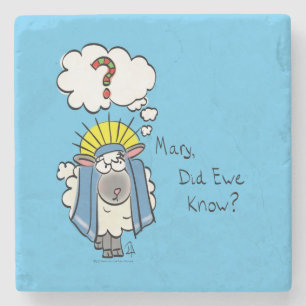 Dessous-de-verre En Pierre Drôle chrétien Noël mignon mouton