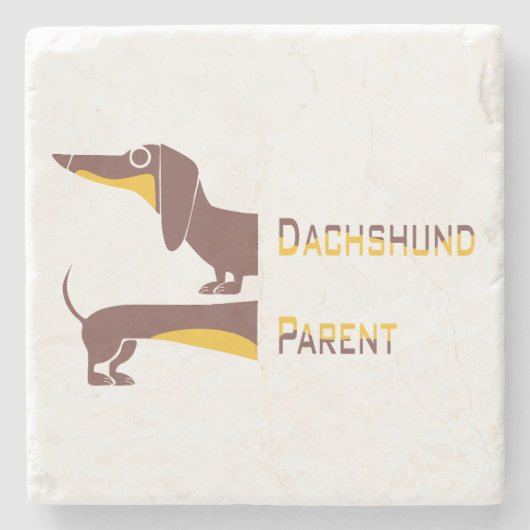 Dessous-de-verre En Pierre Drôle mignon dachshund pour parent chien long (Devant)