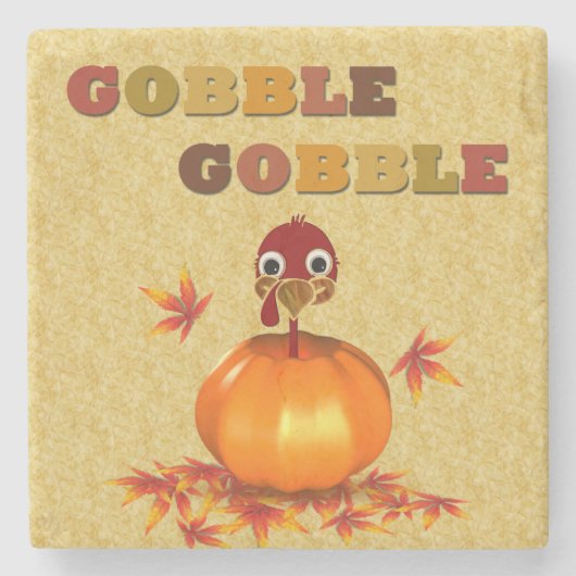 Dessous-de-verre En Pierre Drôle Thanksgiving Turquie en Citrouille (Devant)