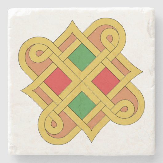 Dessous-de-verre En Pierre Durrow Knotwork 2016 Rouge et Vert (Devant)