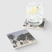 Dessous-de-verre En Pierre Dusk avec palmiers Scène tropicale (Côté)