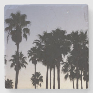 Dessous-de-verre En Pierre Dusk avec palmiers Scène tropicale