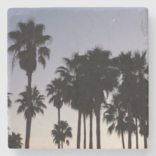 Dessous-de-verre En Pierre Dusk avec palmiers Scène tropicale (Devant)