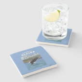 Dessous-de-verre En Pierre Eagle chauve plongeant - Wrangell, Alaska (Côté)