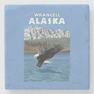 Dessous-de-verre En Pierre Eagle chauve plongeant - Wrangell, Alaska