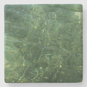 Dessous-de-verre En Pierre Eau au-dessus de l'herbe marine II (bleu et vert)