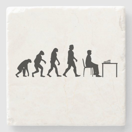 Dessous-de-verre En Pierre Échecs - Évolution du joueur d'échecs (Devant)