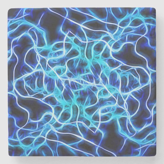 Dessous-de-verre En Pierre Éclair électrique néon bleu Tesla Coil (Devant)