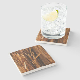 Dessous-de-verre En Pierre Écorce de bois texturée de cèdre