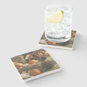 Dessous-de-verre En Pierre Écran Citrouille Automne Et Mère (Côté)