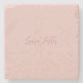 Dessous-de-verre En Pierre Écriture manuscrite classique Nom élégant Rose Gol (Devant)