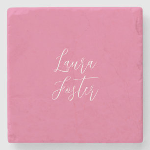 Dessous-de-verre En Pierre Écriture manuscrite Nom élégant Couleur rose