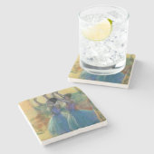 Dessous-de-verre En Pierre Edgar Degas | deux danseurs bleus (Côté)