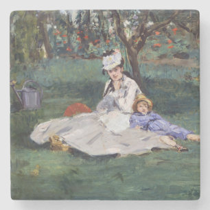 Dessous-de-verre En Pierre Edouard Manet - La famille Monet dans leur jardin