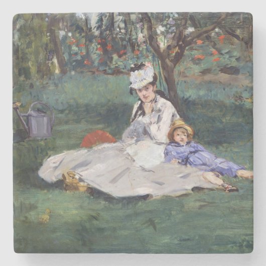 Dessous-de-verre En Pierre Edouard Manet - La famille Monet dans son jardin (Devant)