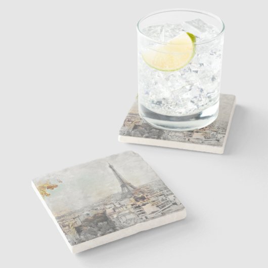 Dessous-de-verre En Pierre Eiffel Tower. Paris, France  (Côté)