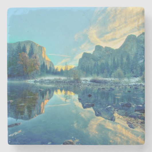 Dessous-de-verre En Pierre EL Capitan et réflexion de trois frères (Devant)