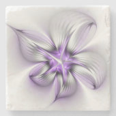 Dessous-de-verre En Pierre Élégance florale Art Abstrait Violet Fractal moder (Devant)