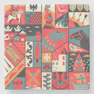 Dessous-de-verre En Pierre Élégance médiévale : Conception Motif transparente