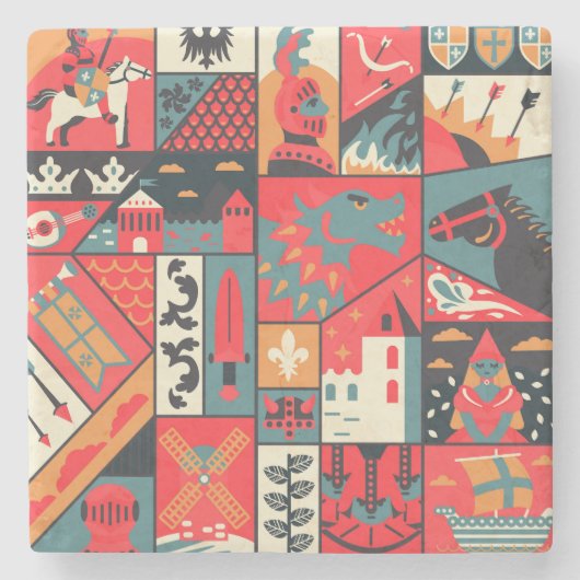 Dessous-de-verre En Pierre Élégance médiévale : Conception Motif transparente (Devant)