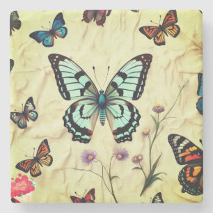 Dessous-de-verre En Pierre "Élégance Serene Butterfly"